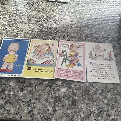 4 X MABEL LUCIE ATTWELL Postcards Vintage Inc Coronation Stamp • £16