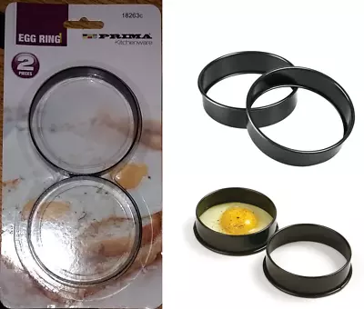 Pack Of 2 Non Stick Metal Egg Rings Perfect Fried/Poached Pancake Mould Frying • £4.99