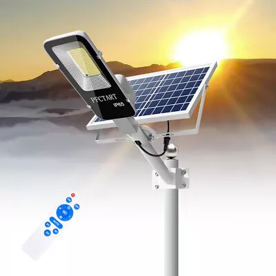 Commercial LED Solar Street Light  Wall Lights Dusk To Dawn Lamp + Pole UK • £30.98