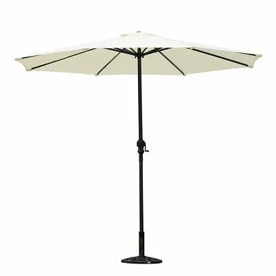 2.4m Garden Parasol Round Sun Shade Outdoor Patio Umbrella W/ Crank Tilt Cream • £39.99