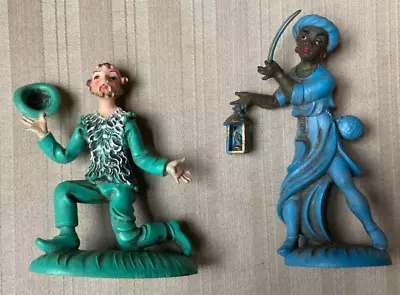 Vintage Two Colorful Character Nativity Figures Hard Plastic - Made In ITALY • $9.95