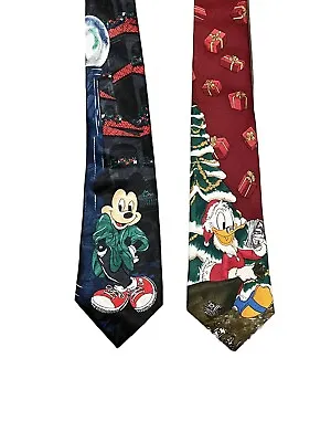 2 Mickey Unlimited Disney Mens Tie Christmas Scrooge McDuck Mickey Mouse Holiday • $21.99