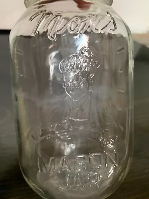 Vintage  MOM'S  Mason Clear Quart Jar With No Lid • $6.99