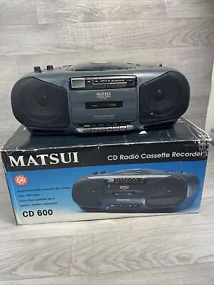 Boxed Vintage Matsui CD 600 Cassette Player Radio - Recorder Boombox - Working • £49.99