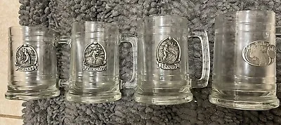 Vintage Golfers Glass Mug With Pewter Design. Set Of 4. • $30