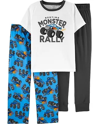 NWT - Carter's Boy 3-PC  Bedtime Monster Rally  Monster Truck Pajamas Set (10) • $20.40