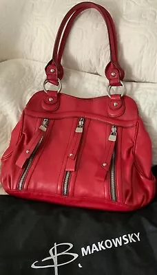B. Makowsky Large Claret Red Tote 3 Compartment Leather Handbag • $59.99