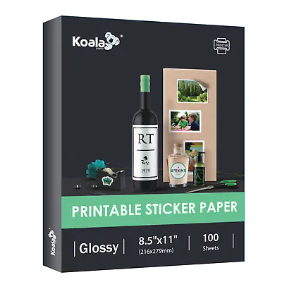 100 Full Sheets Koala Printable Glossy Sticker Paper For Inkjet + Laser Printer • $18.89