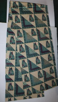 Vtg Springs Industries Patchwork Cat Fabric 6 Yds L X 45  W  Quilt Cheater Block • $25.99