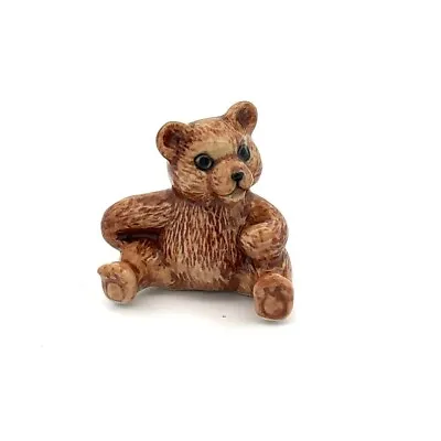 Mini Teddy Bear Figurine Hand Made Painted Ceramic Animals Decorative • $13.99