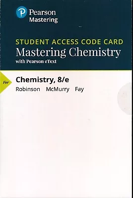 MasteringChemistry With Pearson EText Access Code Card Chemistry 8th McMurry • $55