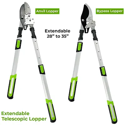 Telescopic Ratchet Anvil Bypass Loppers Tree Branch Cutter Pruner C50 Blade • £16.85