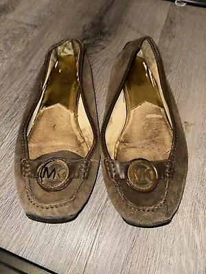 Michael Kors Women's MK Logo Brown Suede Moccasin Loafer Flat Driving Shoe  8.5M • $35