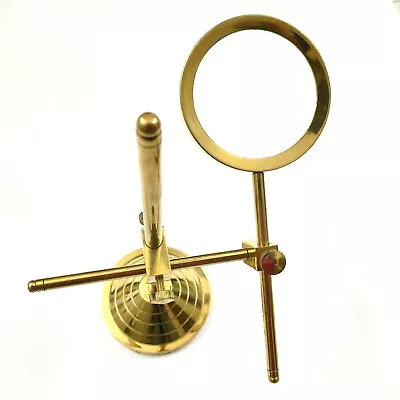 Antique Brass Magnifying Glass Adjustable Stand Collectible Gift • $78