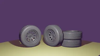 1/24 Off Road Wheels Tires & Brake Discs For Diorama Or Diecast UNPAINTED • £8