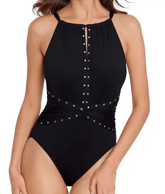 NEW Magicsuit 'Riveted Diana' 1-Piece Swimsuit Size 14 Black $186 #6017510 • $65.99