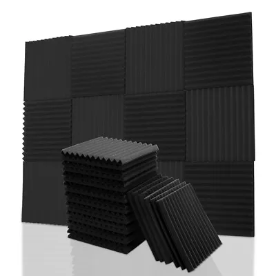 12/24pcs Acoustic Wall Panel Tiles Studio/Music Sound Proofing Insulation Pads • £10.94