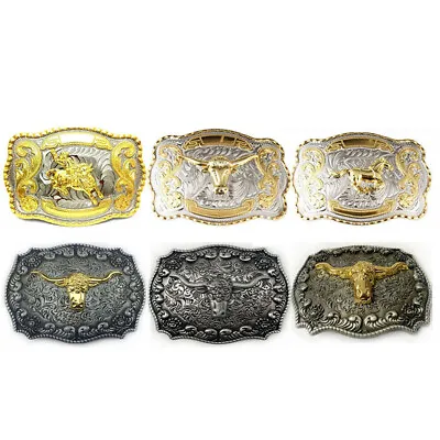 USA Western Mens Alloy Vintage Fashion Leather Belt Buckle Cowboy Pattern Metal  • $8.85