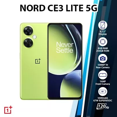 OnePlus Nord CE 3 Lite 5G Android Mobile Phone (Green 8GB+256GB Dual SIM New) • $526.35