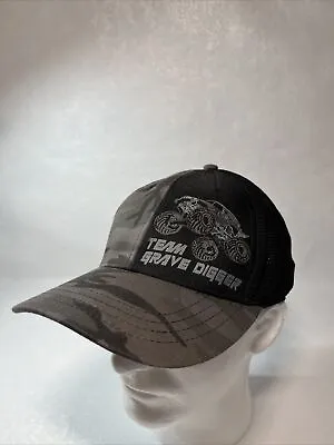 Monster Jam Team Grave Digger Hat Cap Size L/XL Camo Mesh Stretch • $15.95