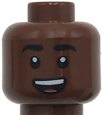 Lego New Reddish Brown Minifigure Head Dual Sided Black Eyebrows Smile Worried • $1.99