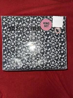 Marimekko Pikkiinen Unikko Design 200TC  Cotton 4 Pc King Sheet Set Pakistan NWT • $145