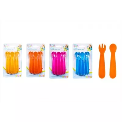 SET OF 6 Fork & Spoon Set Baby Toddler Infant Feeding Weaning Spoons Babies • £3.30