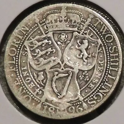 British Silver Florin - 1896 - Queen Victoria • $15