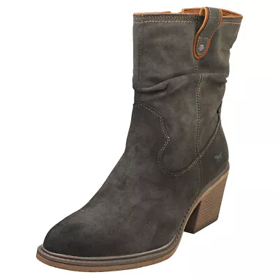 Mustang Side Zip Heel Womens Dark Grey Ankle Boots - 5 UK • £45.49