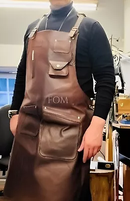 Leather Welders Apron Carpenters Blacksmith Welding Safety Bib Apron With Pocket • £62.50