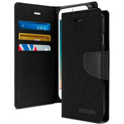 $7.19 • Buy For IPhone 8 Plus 6s 7 Plus SE Leather Wallet Case Denim Canvas Card Cover
