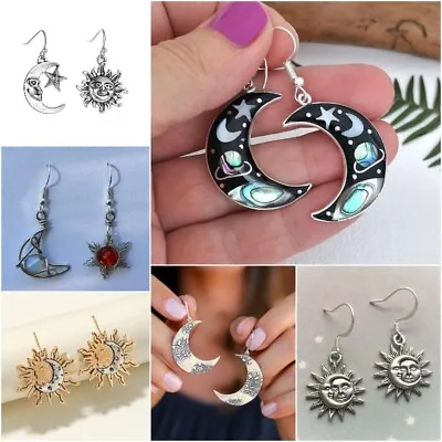 $2.66 • Buy Boho Moon Sun Star Earrings 925 Silver Cubic Zirconia Women Party Jewelry Gifts