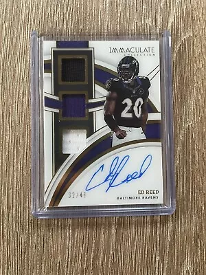 2022 Panini - Immaculate Collection Ed Reed WORN TRIPLE PATCH AUTO #/49  • $250