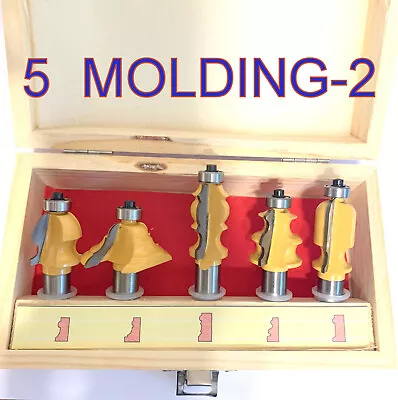 5 Pc 1/2  Shank Architectural Specialty Molding-2 Router Bit Set W/Box • $50