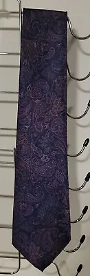 Mercedes Hand Made Paisley Print Silk Tie Purple  • $14.50