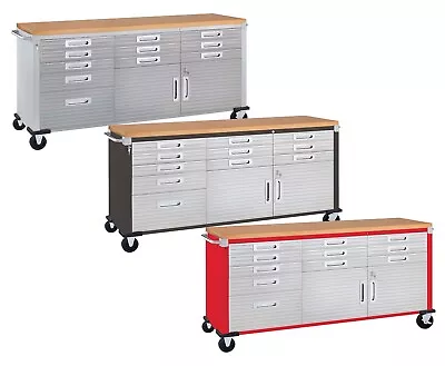 11 Drawer Tool Storage Chest Cabinet Stainless Steel Wood Top 6' Wide Workbench • $609.99