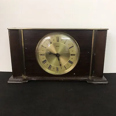 Vintage Metamec Mantle Clock Wooden Brass 8 Day Battery Operated Spares/Repair • £10.76