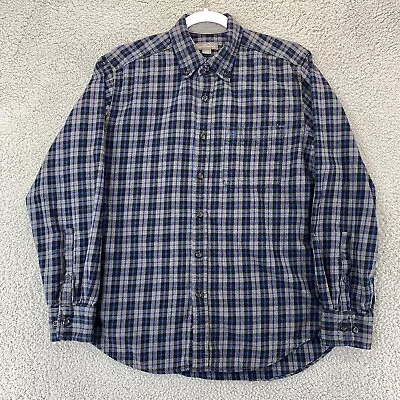 Eddie Bauer Adult Medium Blue Plaid Flannel Long Sleeve Button Up Shirt Mens • $14.40