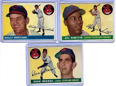 Lot Of Three 1955 Topps Baseball Cards (Cleveland Indians) • $2.99