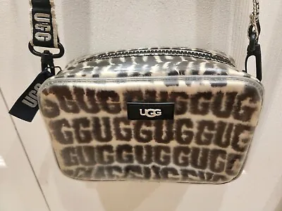 UGG Janey II Clear Cover Black UGG LOGO Plush Signature Crossbody Bag • $84.99