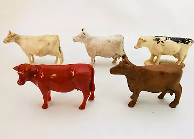 Mixed Lot 5 Vintage Miniature Cow Figurines Farm Toys Hard Plastic & Rubber • $19.95