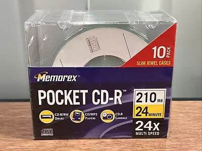 Memorex Pocket CD-R Mini CD Disc With Jewel Cases Pack Of 10 210 MB 24 Min NEW • $6.97