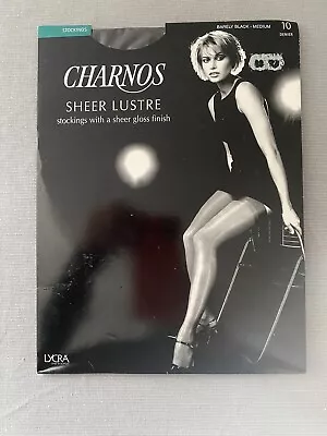 Vintage Charnos  Sheer Lustre  Gloss 10 Denier Stockings Barely Black Medium  • £9.50