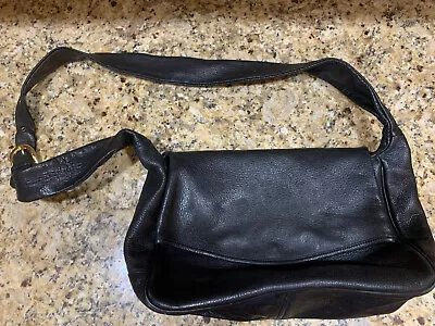 MARCO BUGGIANI Black Leather Shopper Shoulder Tote Carryall Purse Bag ITALY • $34.99