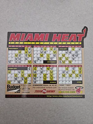 MS20 Miami Heat 1996/97 NBA Basketball Magnet Schedule - Budget • $2