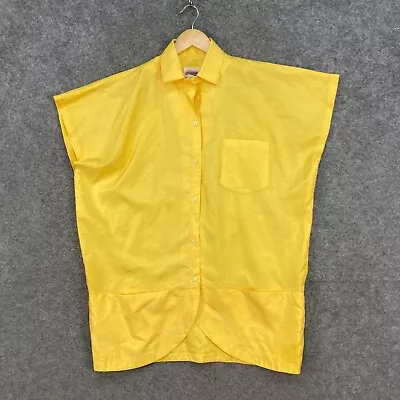 Vintage Silhouette Womens Shirt Size 14 Yellow Button Up Loose Fit 21214 • $12.76