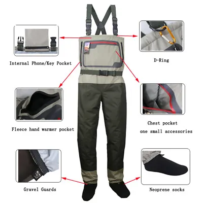 Fishing Chest Waders Breathable Stocking Foot Wader Hunting Pants For Fishing • $74.69
