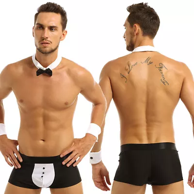 Sexy Male Stripper Tuxedo Costumes Men's Sexy Boxer Briefs Underwear Tie Cuffs • $9.99