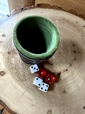 Vintage Tooled Leather Dice Cup Holder Felt Lined With 5 Dice • $14.99