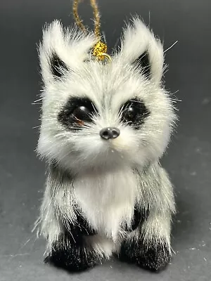 Faux Fur Over Plastic Mold Ornament Adorable Raccoon Figure • $15